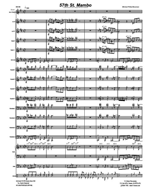 57th St Mambo score (Download) Latin jazz printed sheet music www.3-2music.com composer and arranger Michael Mossman big band 4-4-5 instrumentation