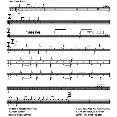 Afro Green drums (Download) Latin jazz printed sheet music www.3-2music.com composer and arranger Dave Samuels big band 4-4-5 instrumentation