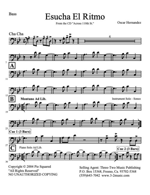 Escucha El Ritmo score (Download) salsa sheet music www.3-2music.com composer and arranger Oscar Hernandez salsa instrumentation