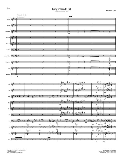 Gingerbread Girl V.1 score (Download) Latin jazz printed sheet music www.3-2music.com composer Wayne Wallace little big band instrumentation