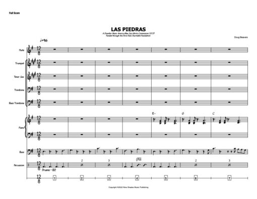 Las Piedras V.2 score (Download) Latin jazz printed sheet music www.3-2music.com composer and arranger Doug Beavers big band 4-4-5 instrumentation