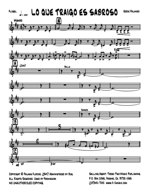 Lo Que Traigo Es Sabroso flugel (Download) Salsa printed sheet music composer and arranger Eddie Palmieri little big band instrumentation