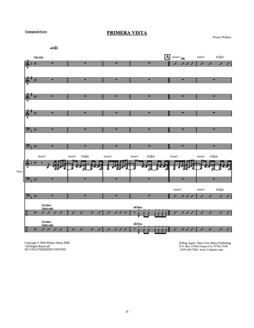 Primera Vista V.1 score (Download) Latin jazz printed sheet music www.3-2music.com composer Wayne Wallace little big band instrumentation