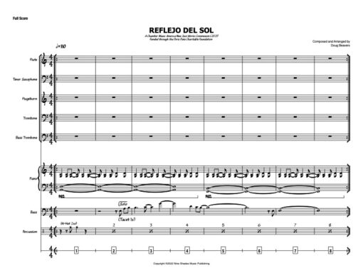 Reflejo Del Sol V.2 score (Download) Latin jazz printed sheet music www.3-2music.com composer and arranger Doug Beavers big band 4-4-5 instrumentation