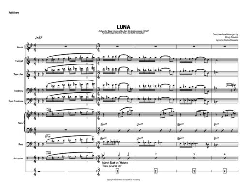 Luna V.2 score (Download) Latin jazz printed sheet music www.3-2music.com composer and arranger Doug Beaver combo (octet) instrumentation
