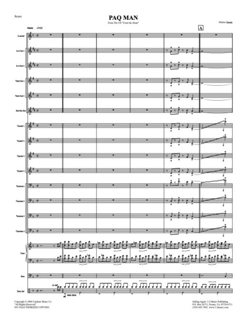 Paq Man score (Download) Latin jazz printed sheet music www.3-2music.com composer and arranger Hilario Durán big band 4-4-5 instrumentation