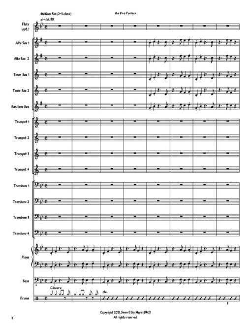 Que Viva Pacheco score (Download) Latin jazz printed sheet music composer and arranger Rick Faulkner big band 4-4-5 instrumentation
