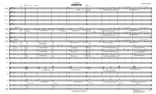 Urantia score (Download) Latin jazz printed sheet music www.3-2music.com composer and arranger Roland Vazquez big band 4-4-5 instrumentation