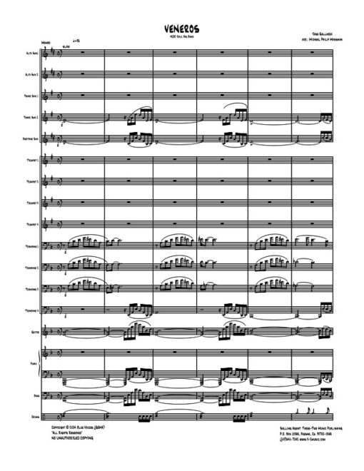 Veneros score (Download) Latin jazz printed sheet music www.3-2music.com composer and arranger Joe Gallardo big band 4-4-5 instrumentation