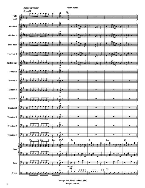 D Minor Mambo score (Download) Latin jazz printed sheet music composer and arranger Rick Faulkner big band 4-4-5 instrumentation