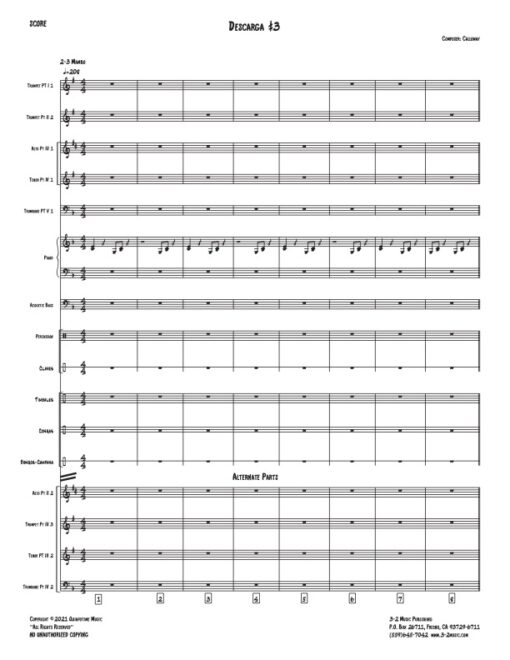 Descarga #3 score (Download) Latin jazz printed combo sheet music www.3-2music.com composer and arranger John Calloway combo (nonet) instrumentation