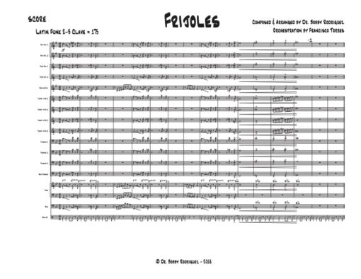 Frijoles score (Download) Latin jazz printed sheet music www.3-2 music.com composer and arranger Bobby Rodriguez big band 4-4-5 instrumentation