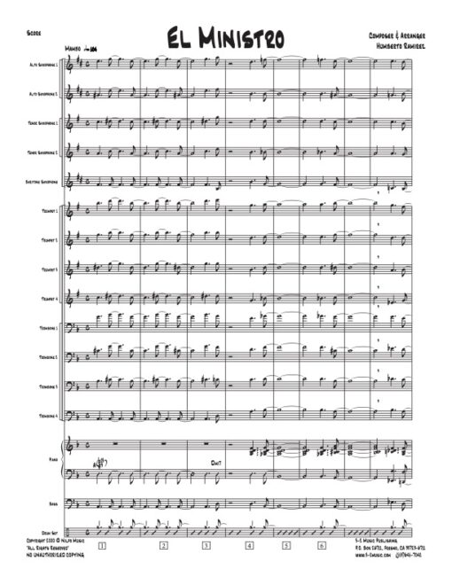 El Ministro score (Download) Latin jazz printed sheet music www.3-2music.com composer and Humberto Ramirez big band 4-4-5 instrumentation