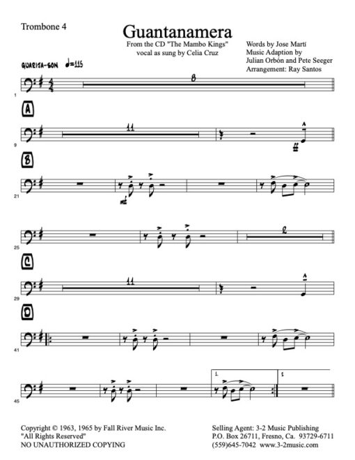 Guantanamera trombone 4 (Download) Latin www.3-2music.com