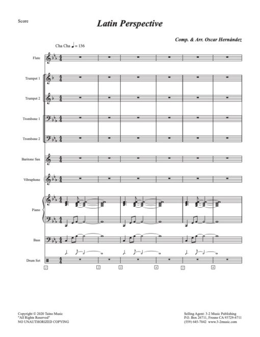 Latin Perspective score (Download) Latin jazz sheet sheet music www.3-2music.com composer and arranger Oscar Hernández little big band instrumentation
